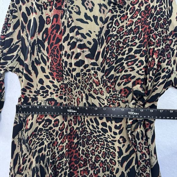 Go Fish Wrap Dress Womens XXL Animal Print Midi Rayon Mobwife Artsy Boho - Picture 9 of 13